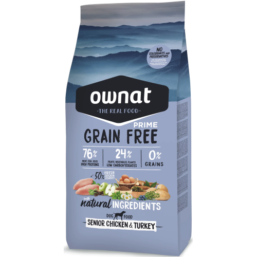 OWNAT Prime 高齡全犬糧 3KG Grain Free Senior Chicken & Turkey 關節保健 無穀物 走地雞+火雞 (31436)(訂貨需時2-4天)